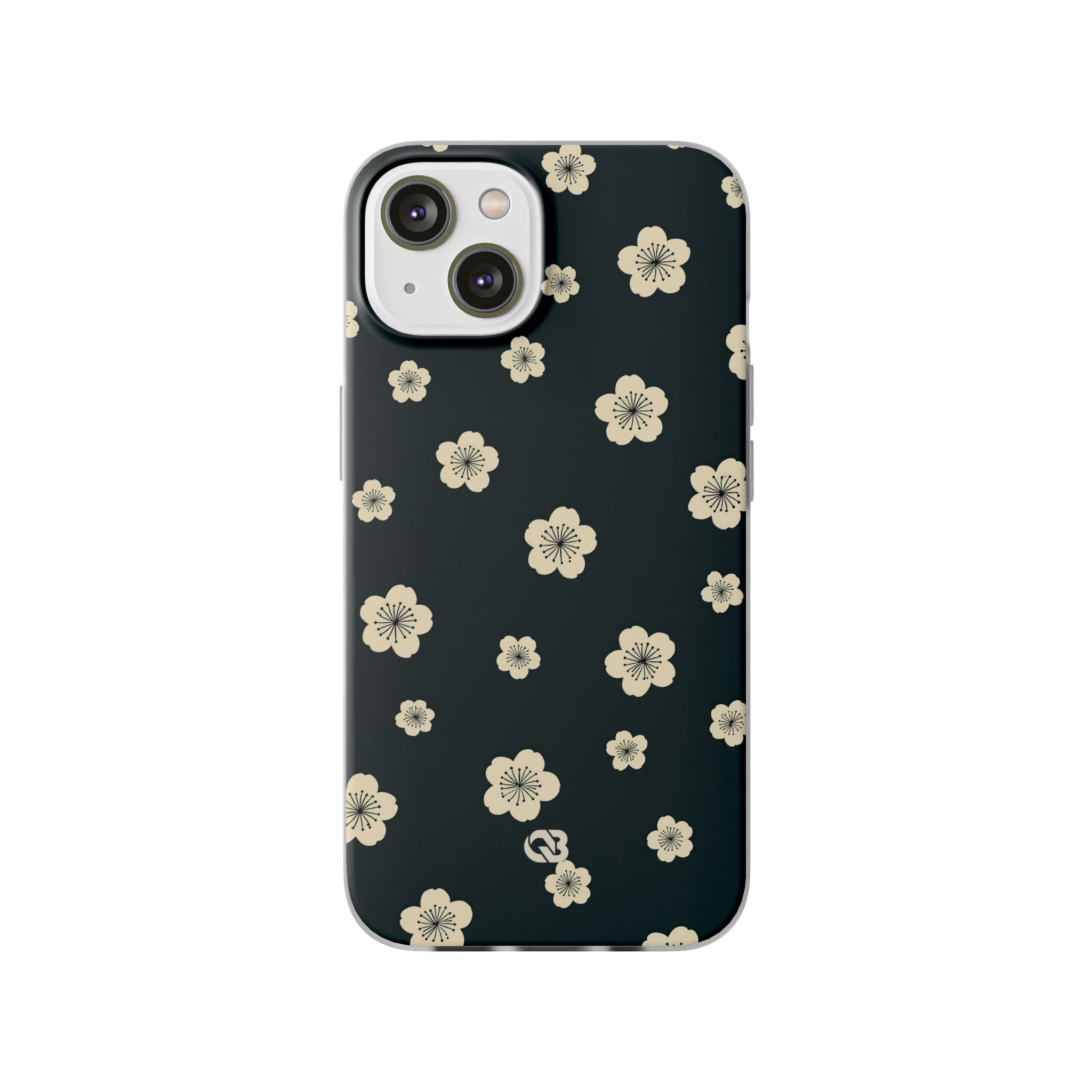 Teal Lite Phone Case for iPhone - Obsidian Cream Petals