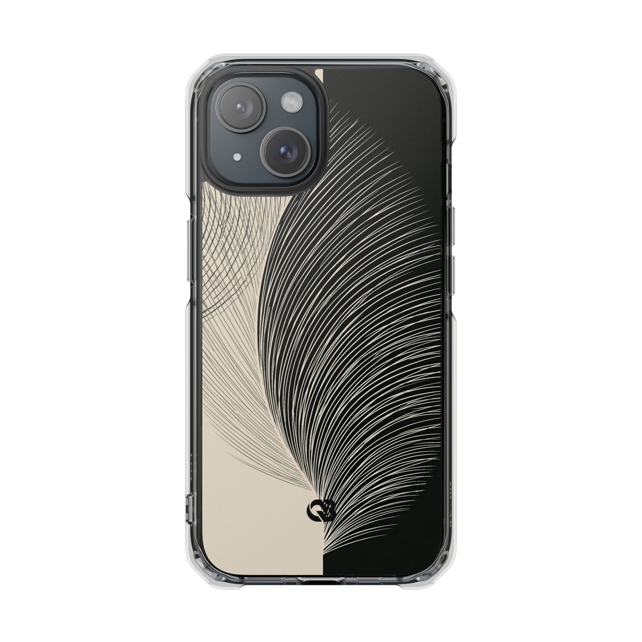 Beige Impact MagSafe Phone Case for iPhone - Obsidian Cream Plume
