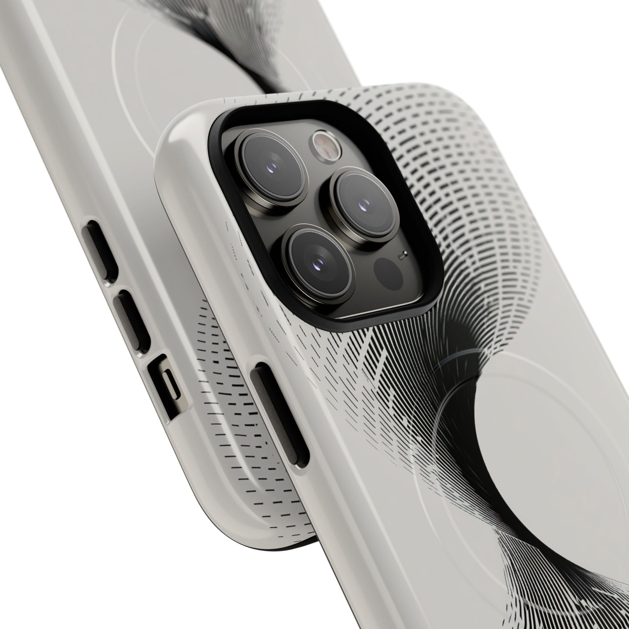 White Tough 2.0 Magsafe Phone Case for iPhone - Linear Torsion Grid