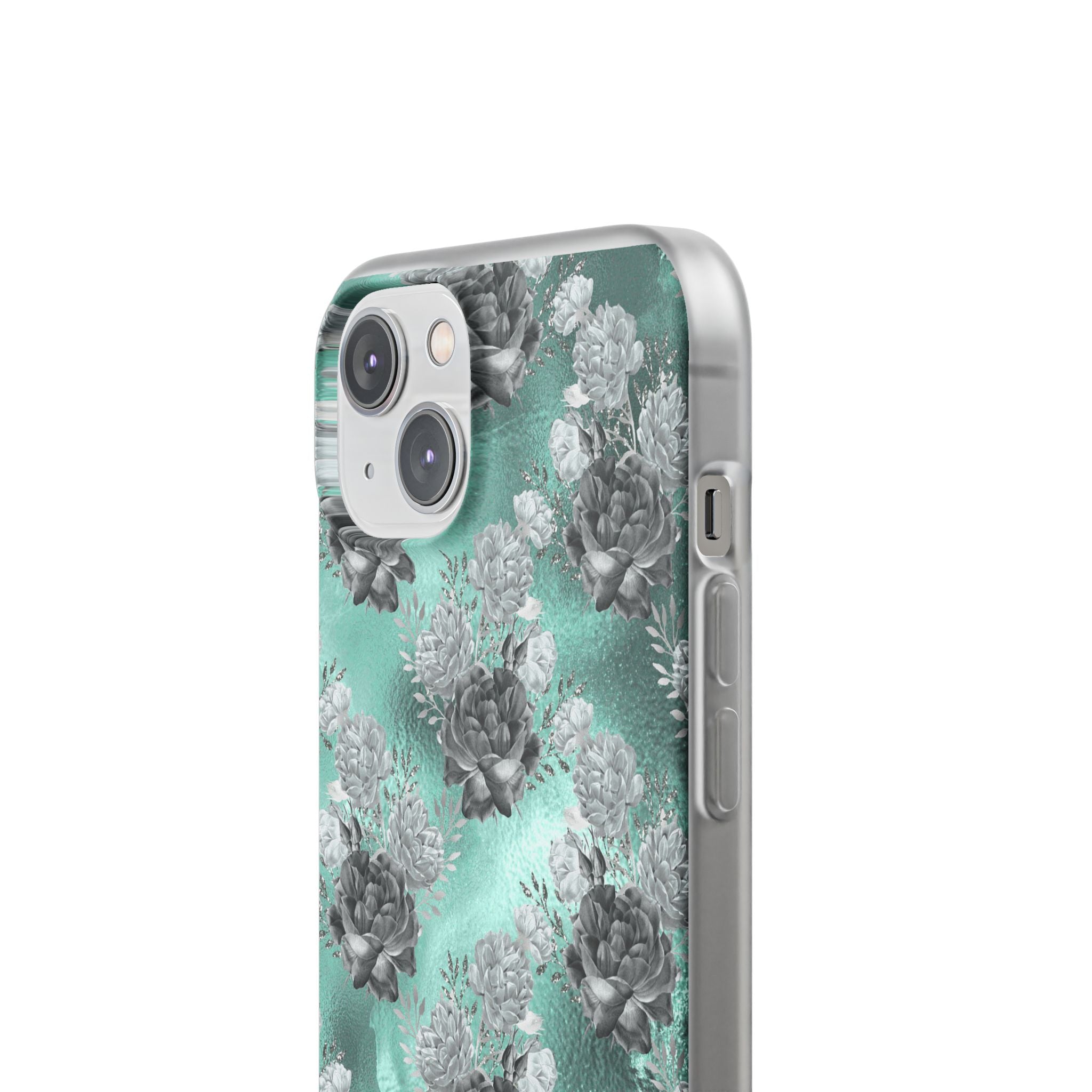 Frost Mint Floral · Soft Handyhülle für iPhone