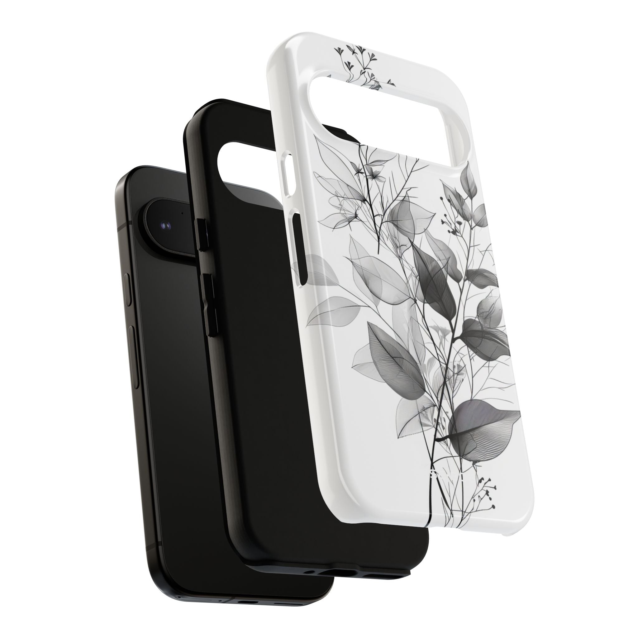 Veined Leaves Gray Google Pixel 9 Pro Case - Tough
