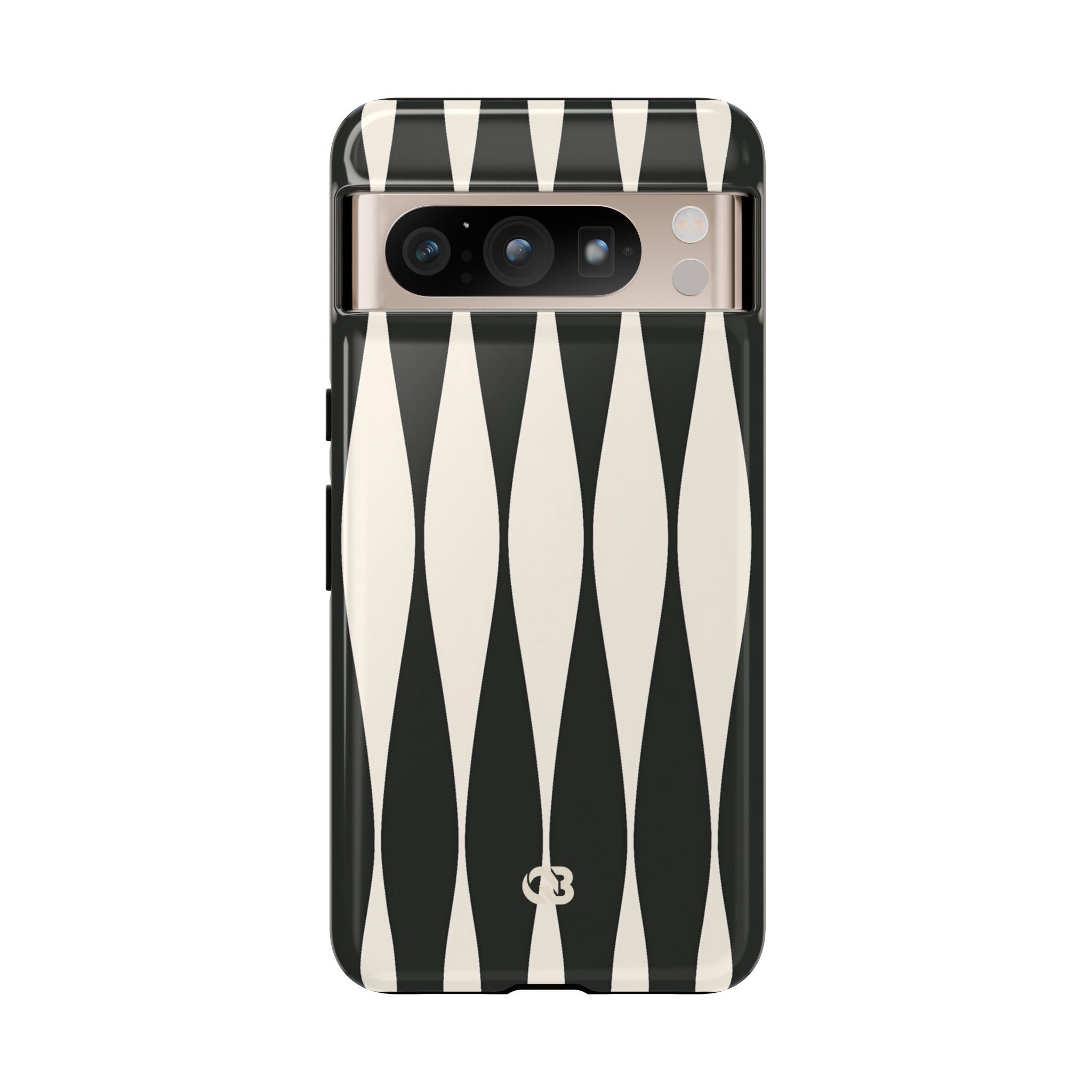 Black Tough Phone Case for Google Pixel - Ivory Spindle Grid