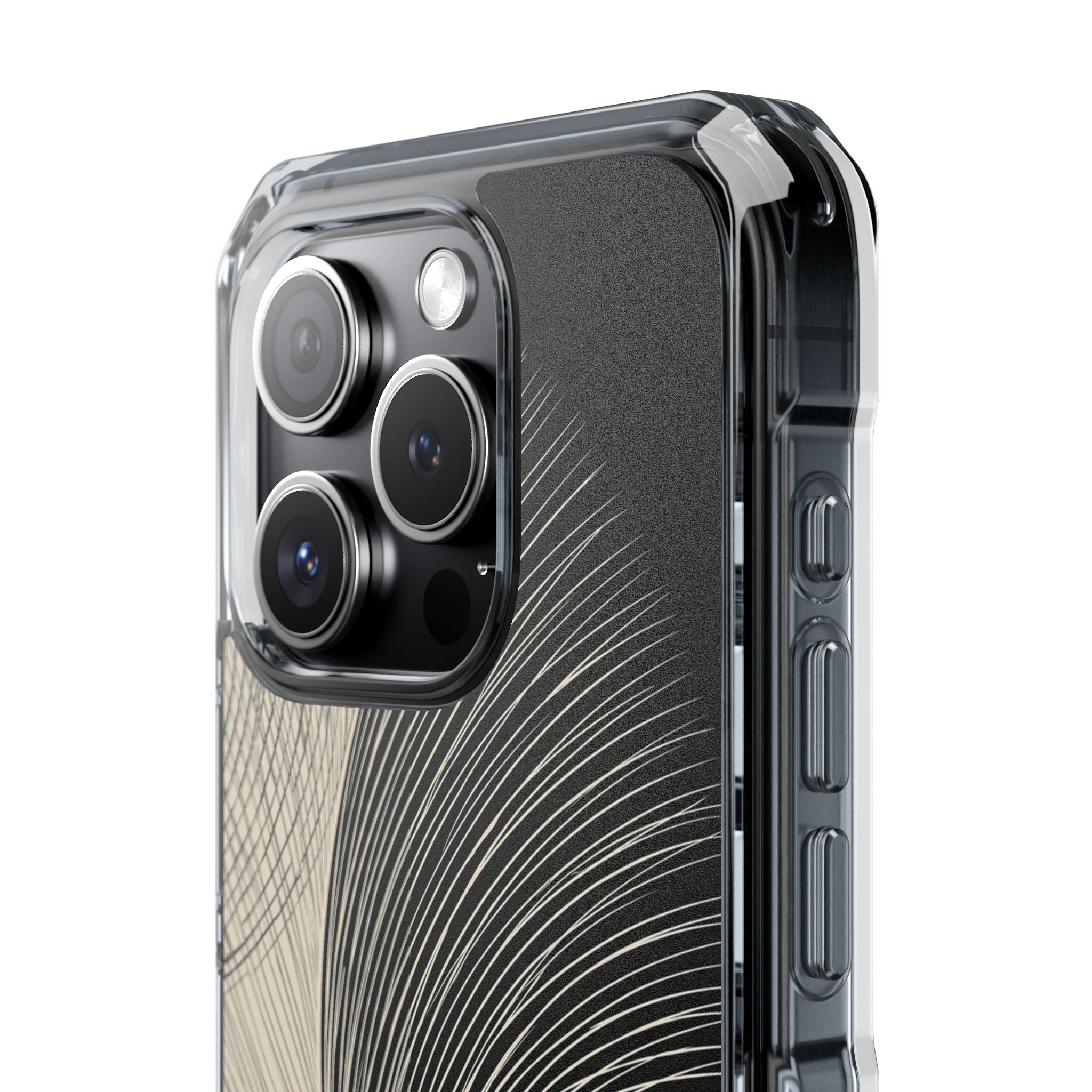 Beige Impact MagSafe Phone Case for iPhone - Obsidian Cream Plume