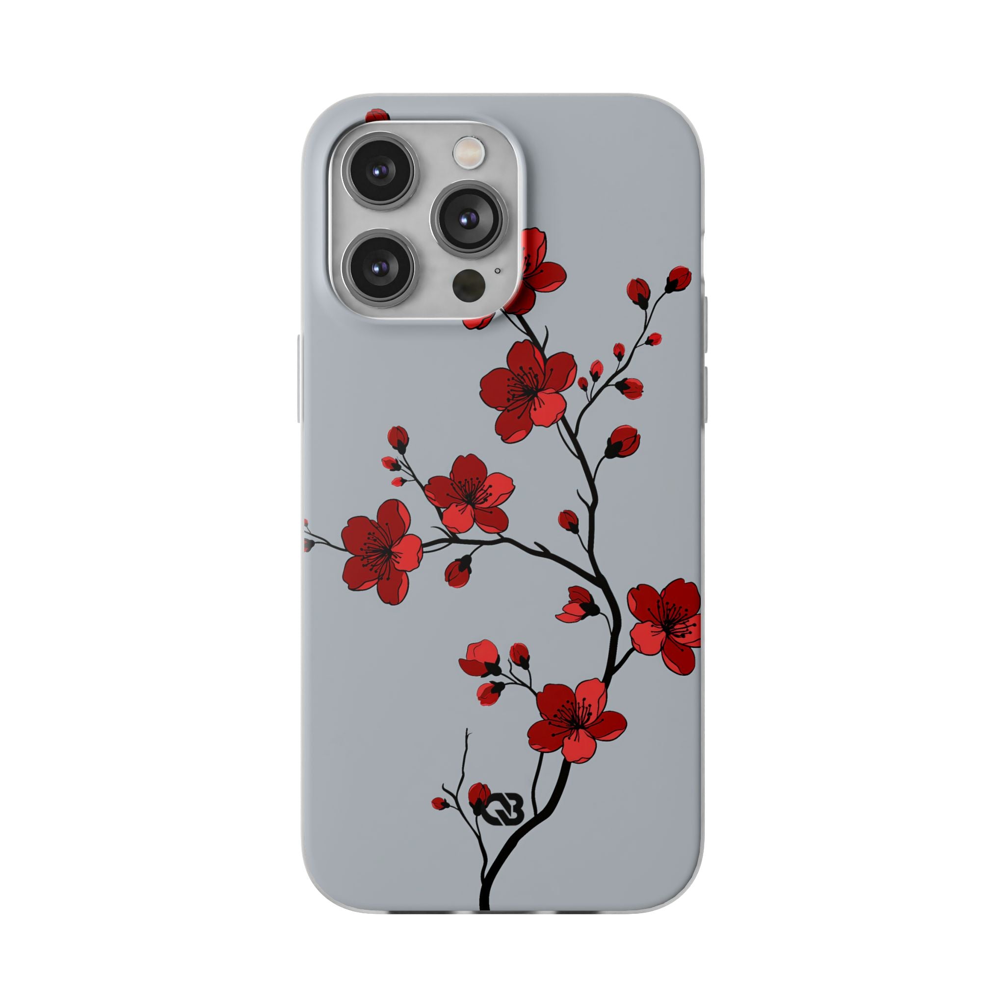 Grey Lite Phone Case for iPhone - Crimson Blossom Onyx