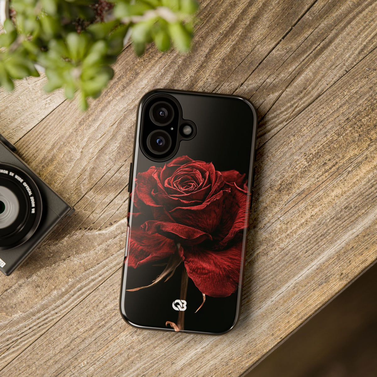 Crimson Noir Rose · Tough Phone Case for iPhone · Black