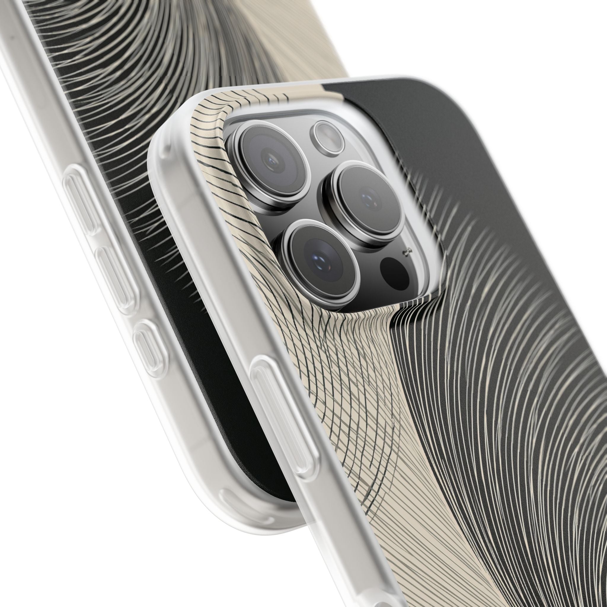 Beige Lite Phone Case for iPhone - Obsidian Cream Plume