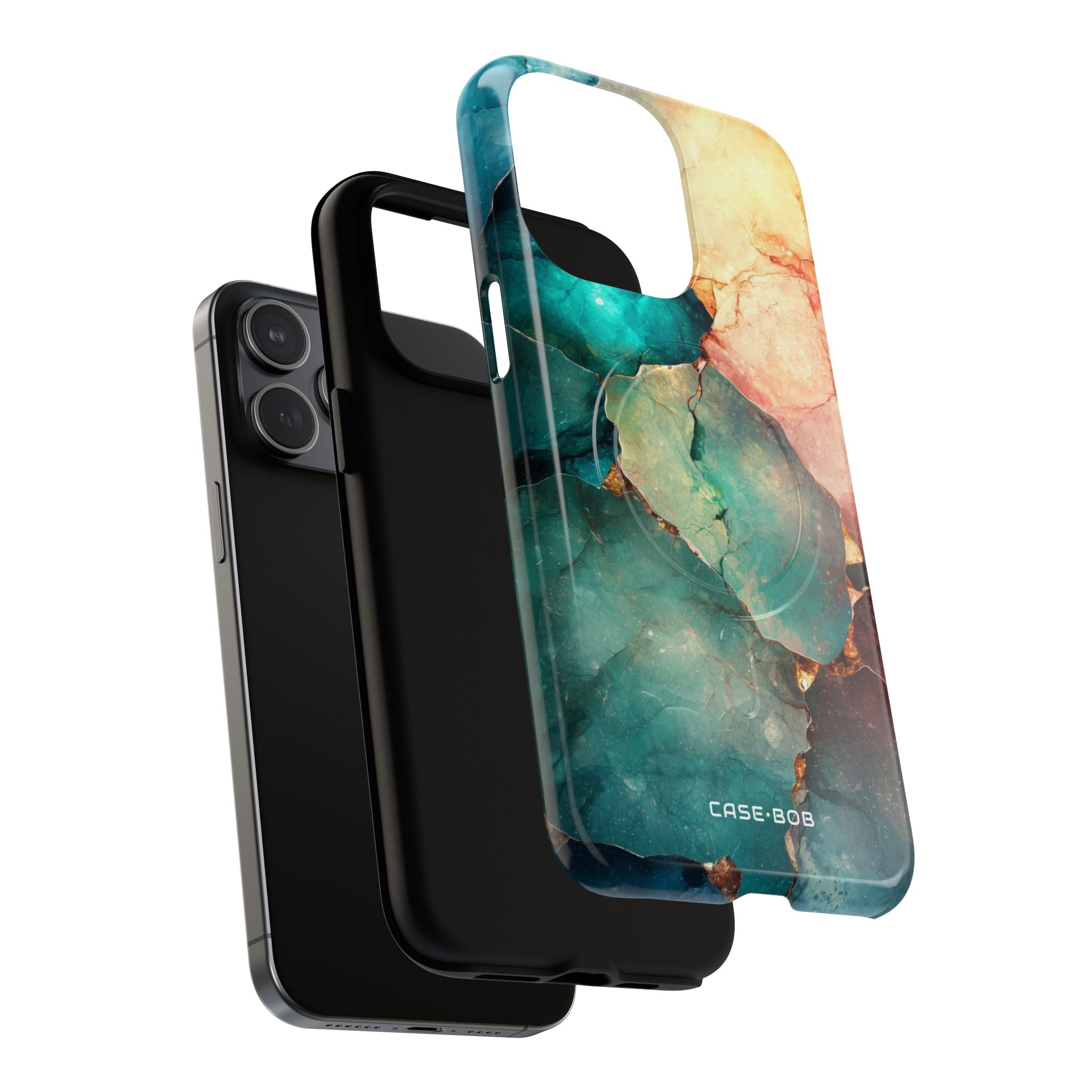 Teal Mosaic Veins iPhone 15 Pro Max Case - Tough+