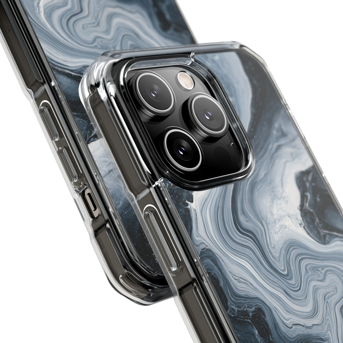 Suminagashi Ink Flow · Clear Impact Magnetic Phone Case for iPhone · Grey
