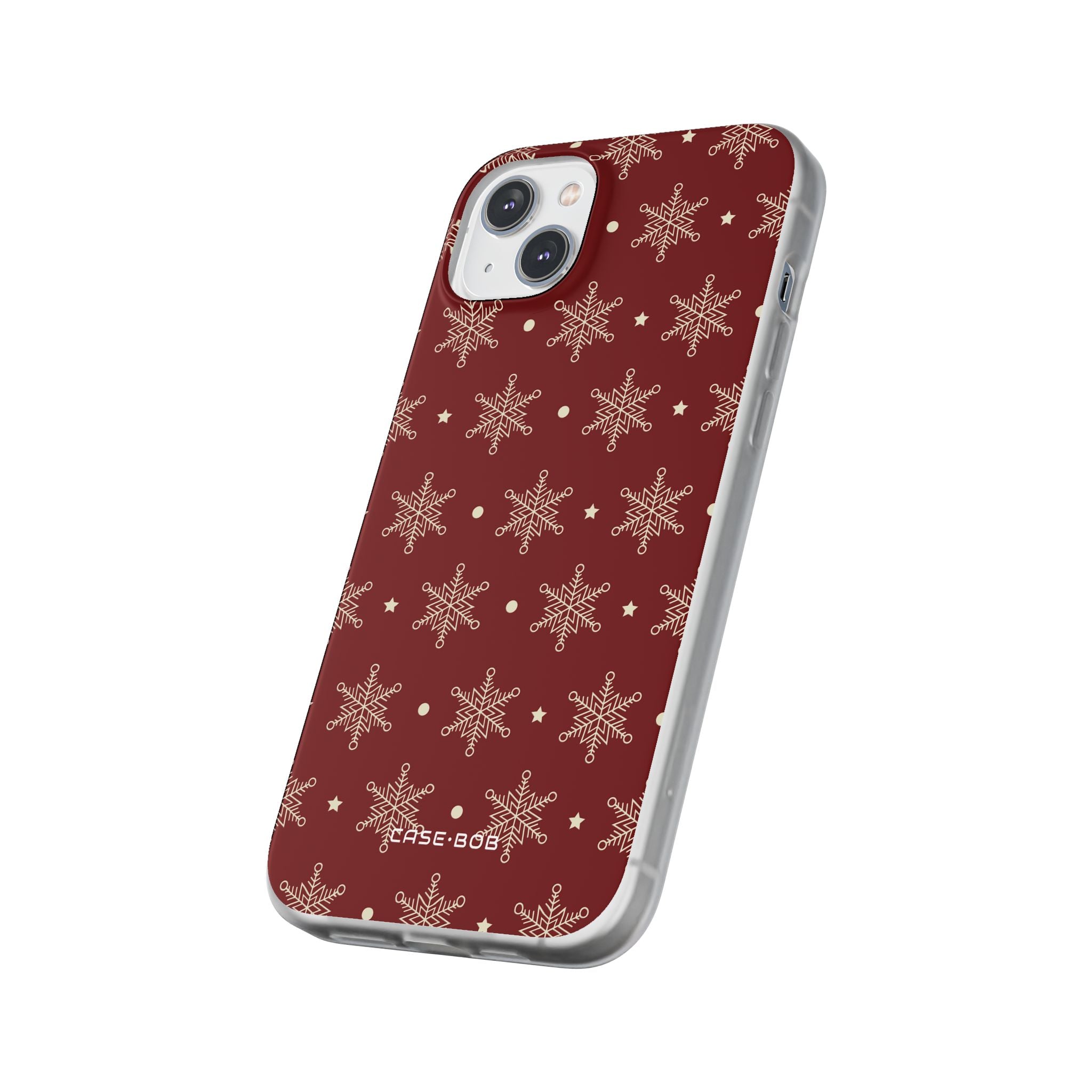 Cream Snowflake Crimson iPhone 14 Plus Skal - Mjukt