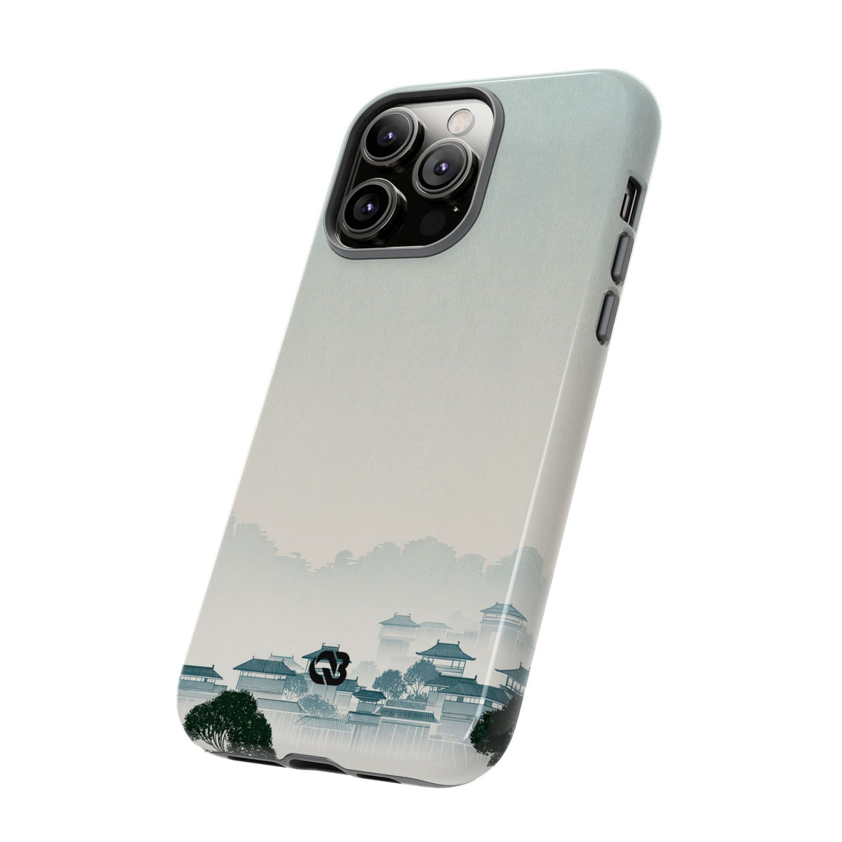 Blue Tough Phone Case for iPhone - Mist Valley Pagoda