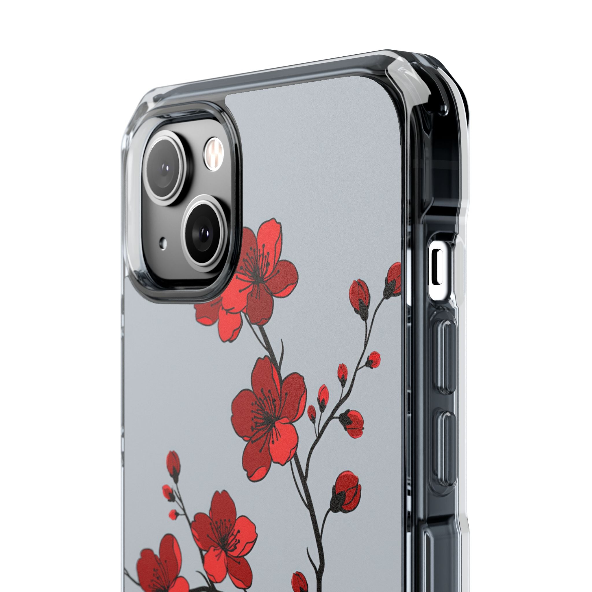 Grey Impact MagSafe Phone Case for iPhone - Crimson Blossom Onyx