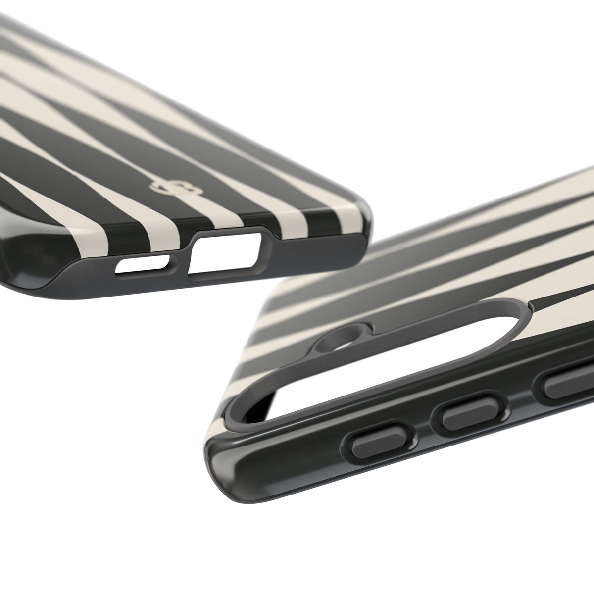Black Tough Phone Case for Samsung - Ivory Spindle Grid