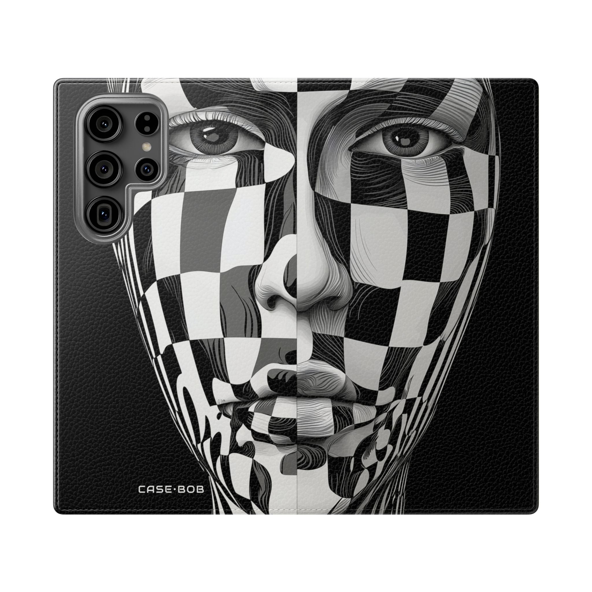 Mirrored Checkerboard Face - Samsung S23 Ultra Case - Wallet