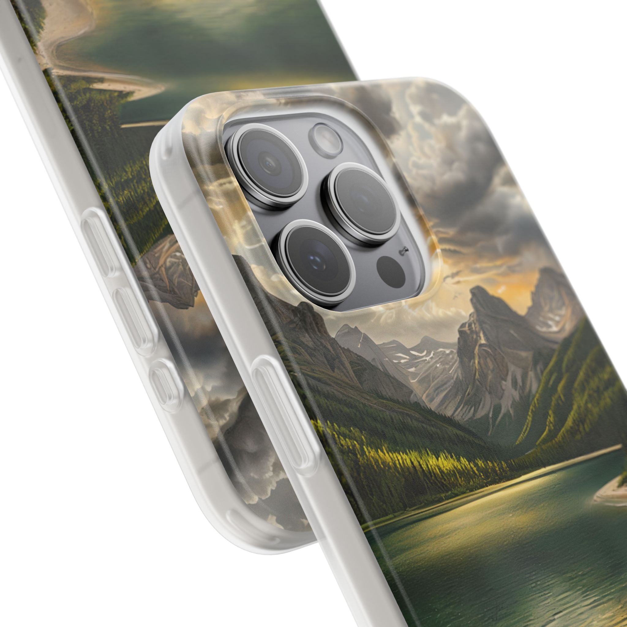 Gilded Mountain Lake · Soft Phone Case for iPhone