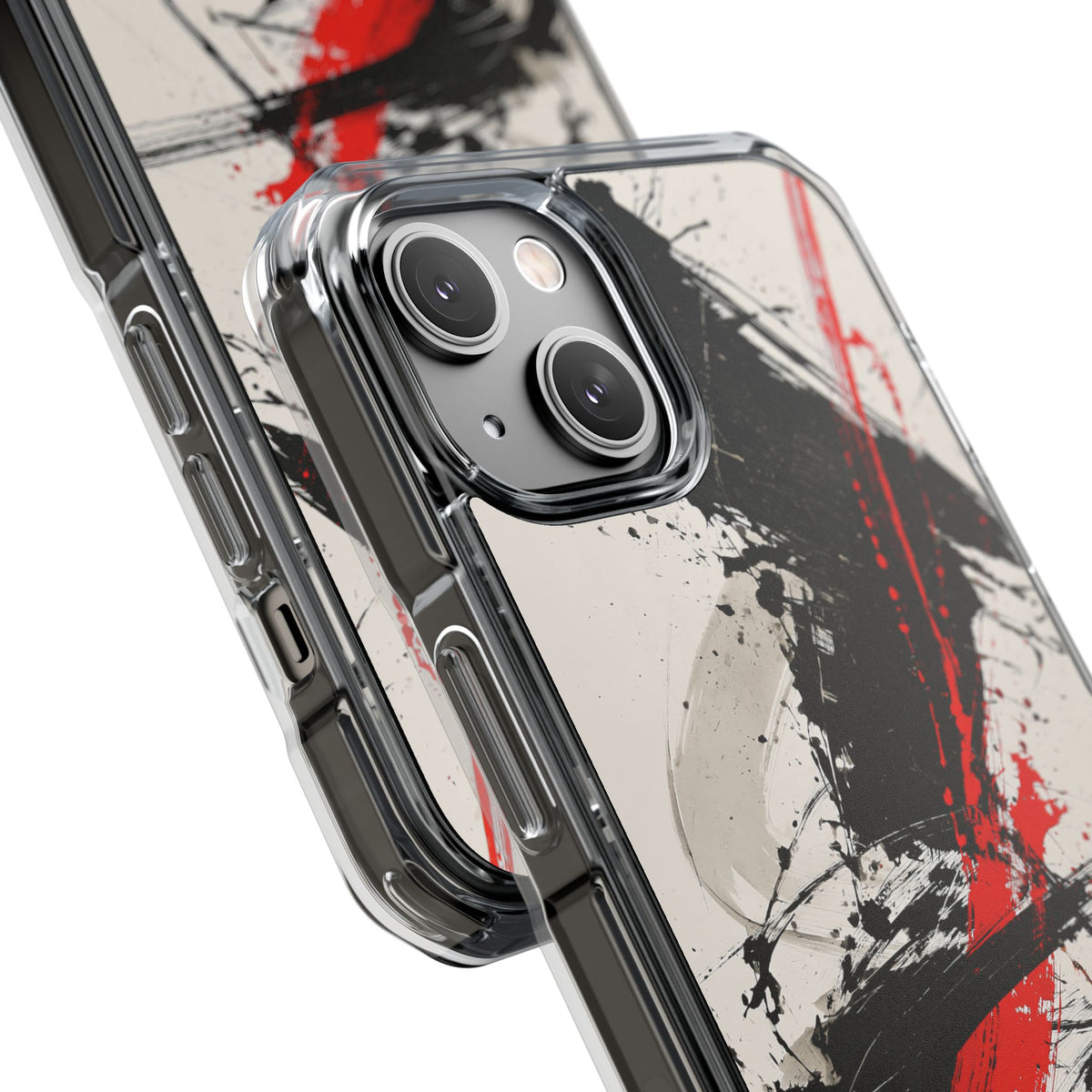Crimson Sumi Slash · Clear Impact Magnetic Phone Case for iPhone · White