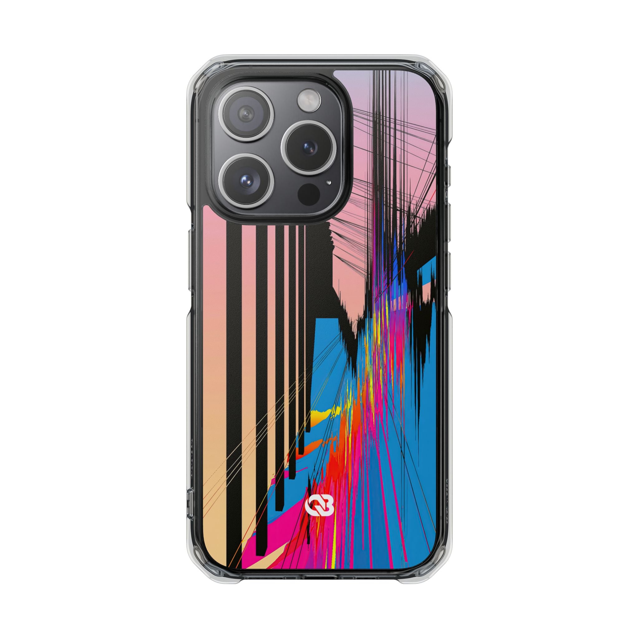 Blue Impact MagSafe Phone Case for iPhone - Fractured Data Skyline