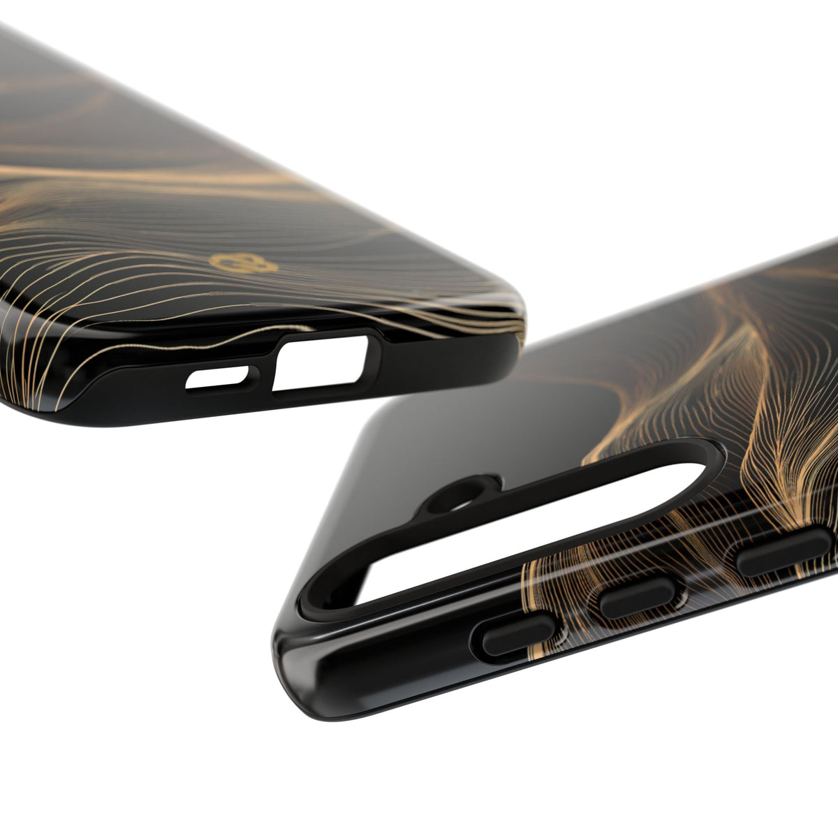 Black Tough Phone Case for Samsung - Copper Topo Ridge