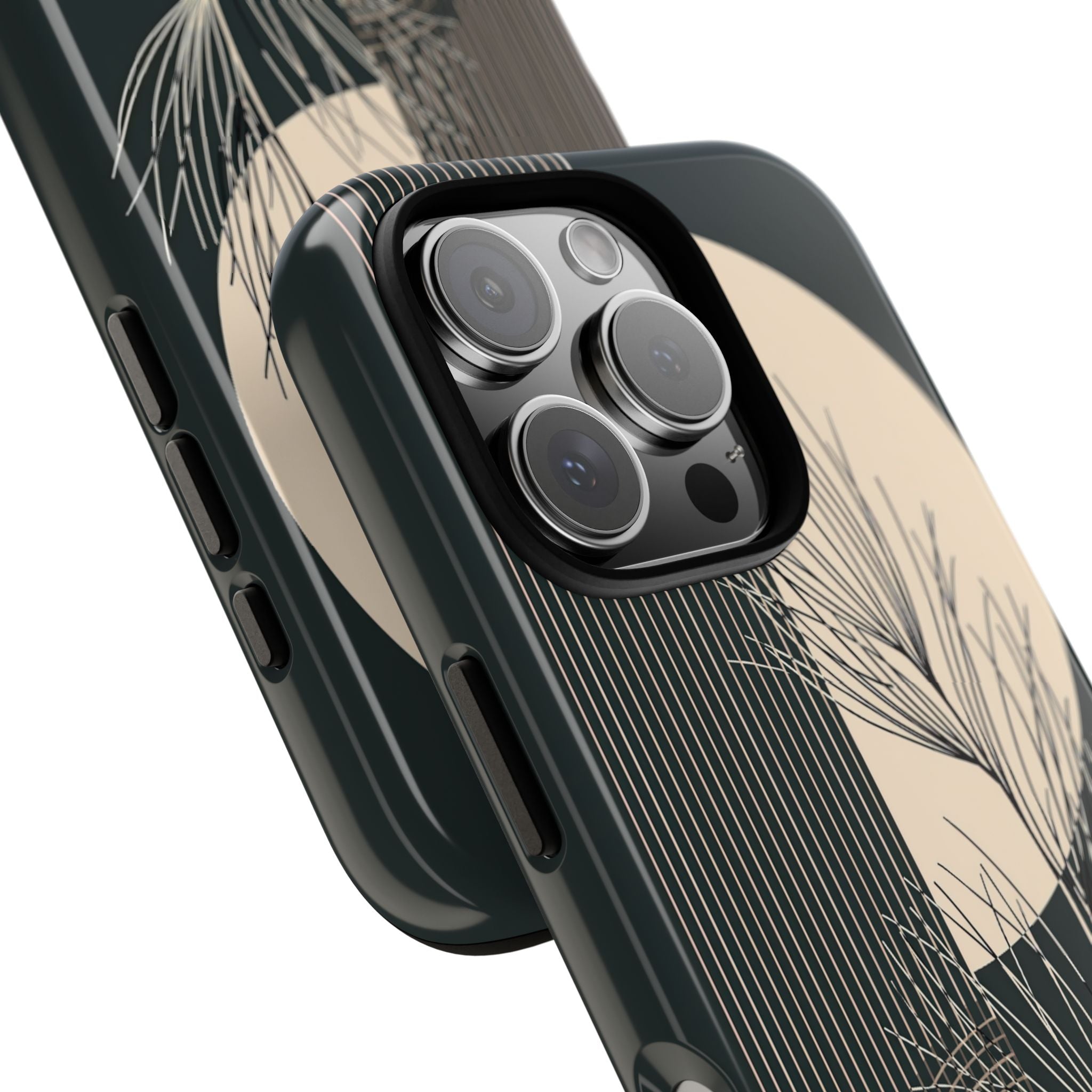 Black Tough Phone Case for iPhone - Obsidian Sand Willow