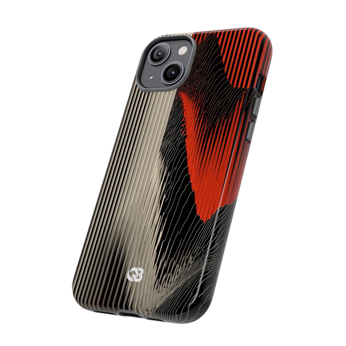 Red Tough Phone Case for iPhone - Crimson Pulse Topo