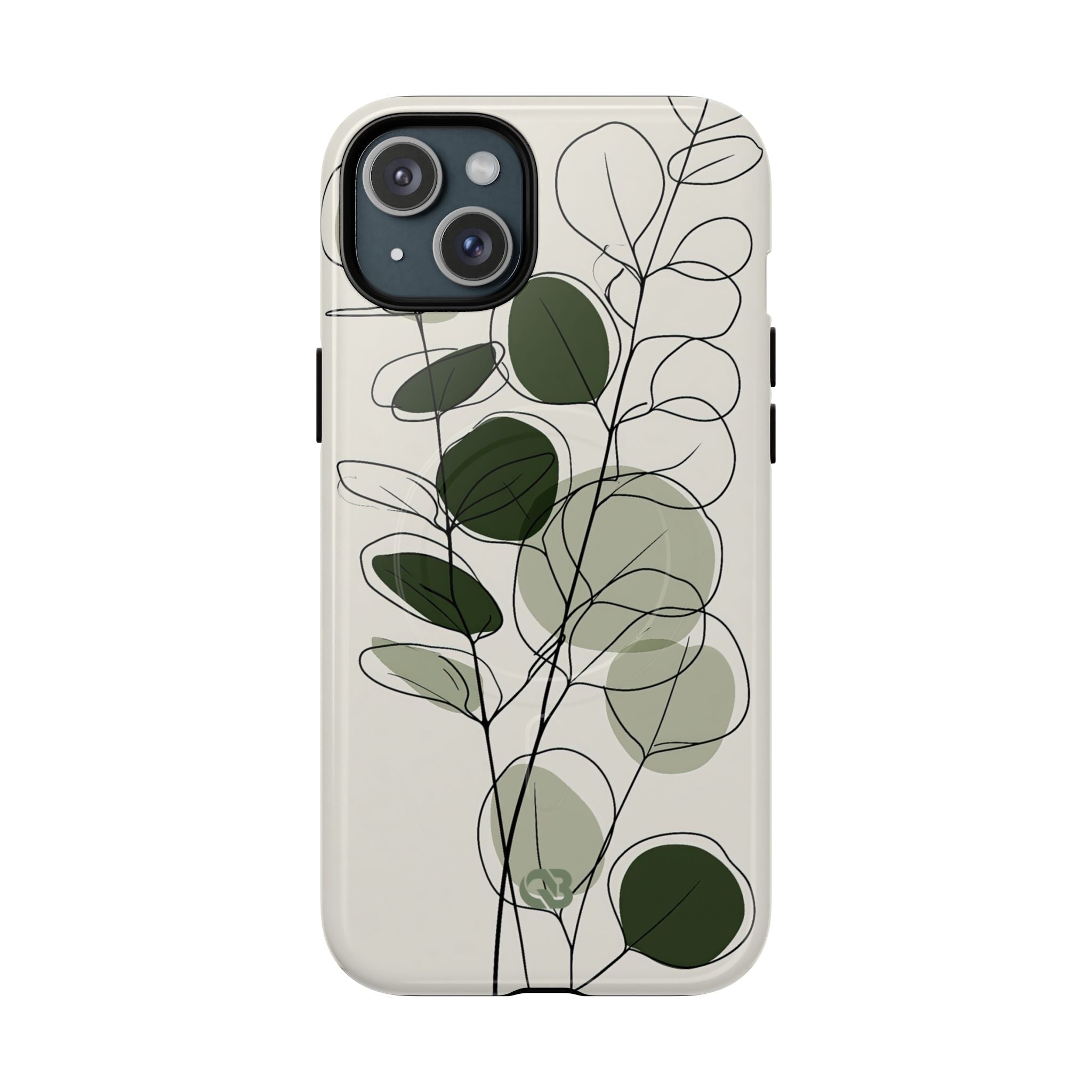 Green Tough 2.0 Magsafe Phone Case for iPhone - Muted Eucalyptus Sketch