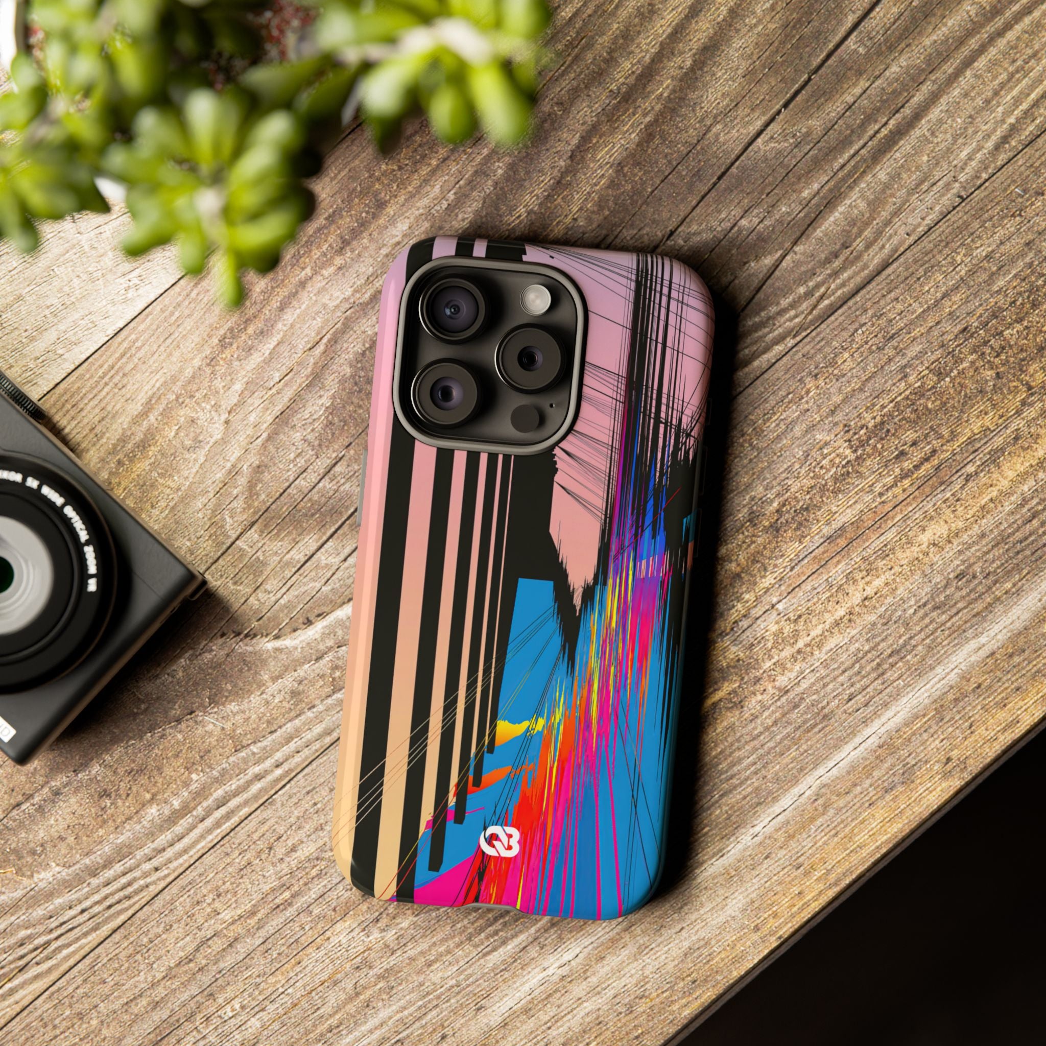 Blue Tough Phone Case for iPhone - Fractured Data Skyline