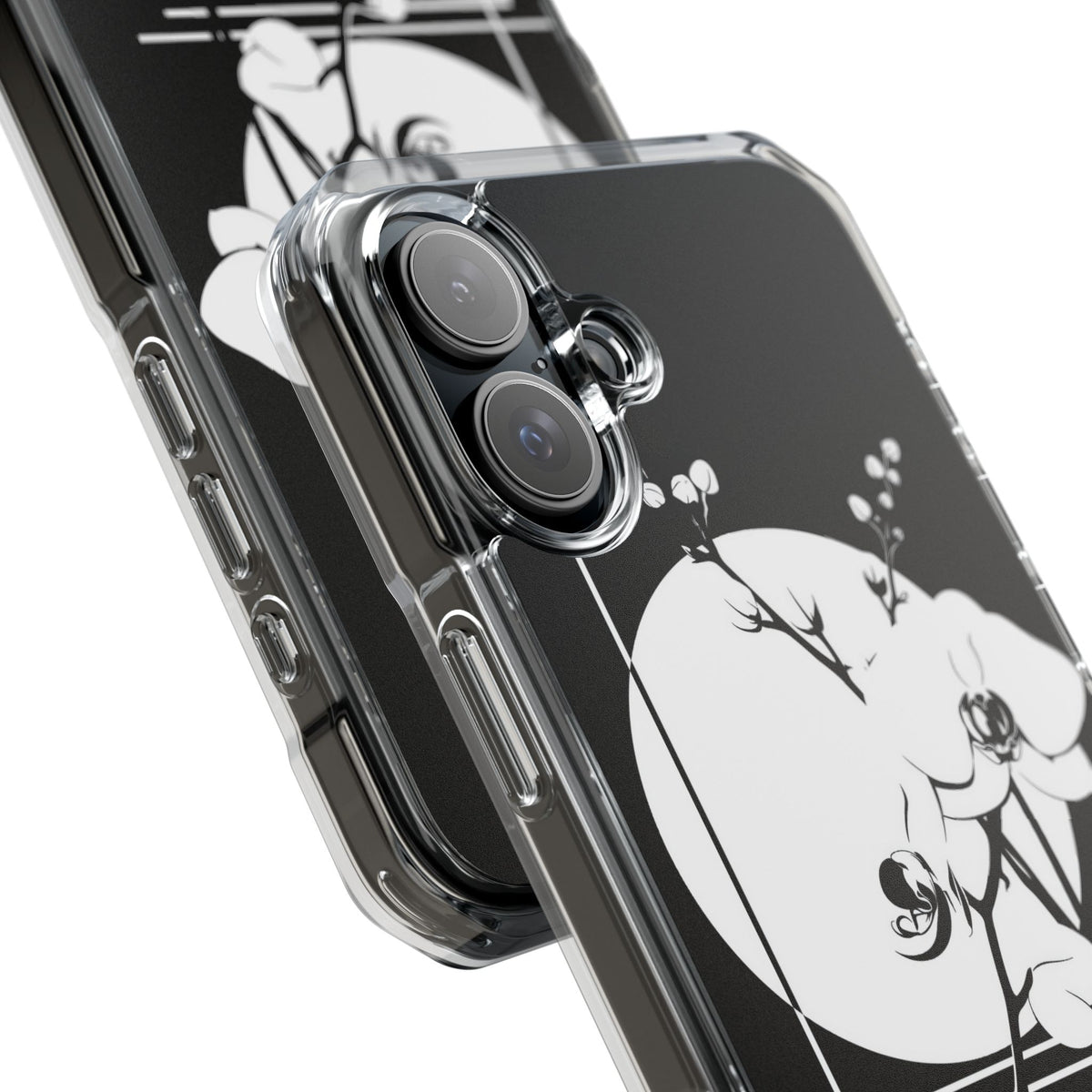 Nocturne Orchid Bloom · Clear Impact Magnetic Phone Case for iPhone · Black
