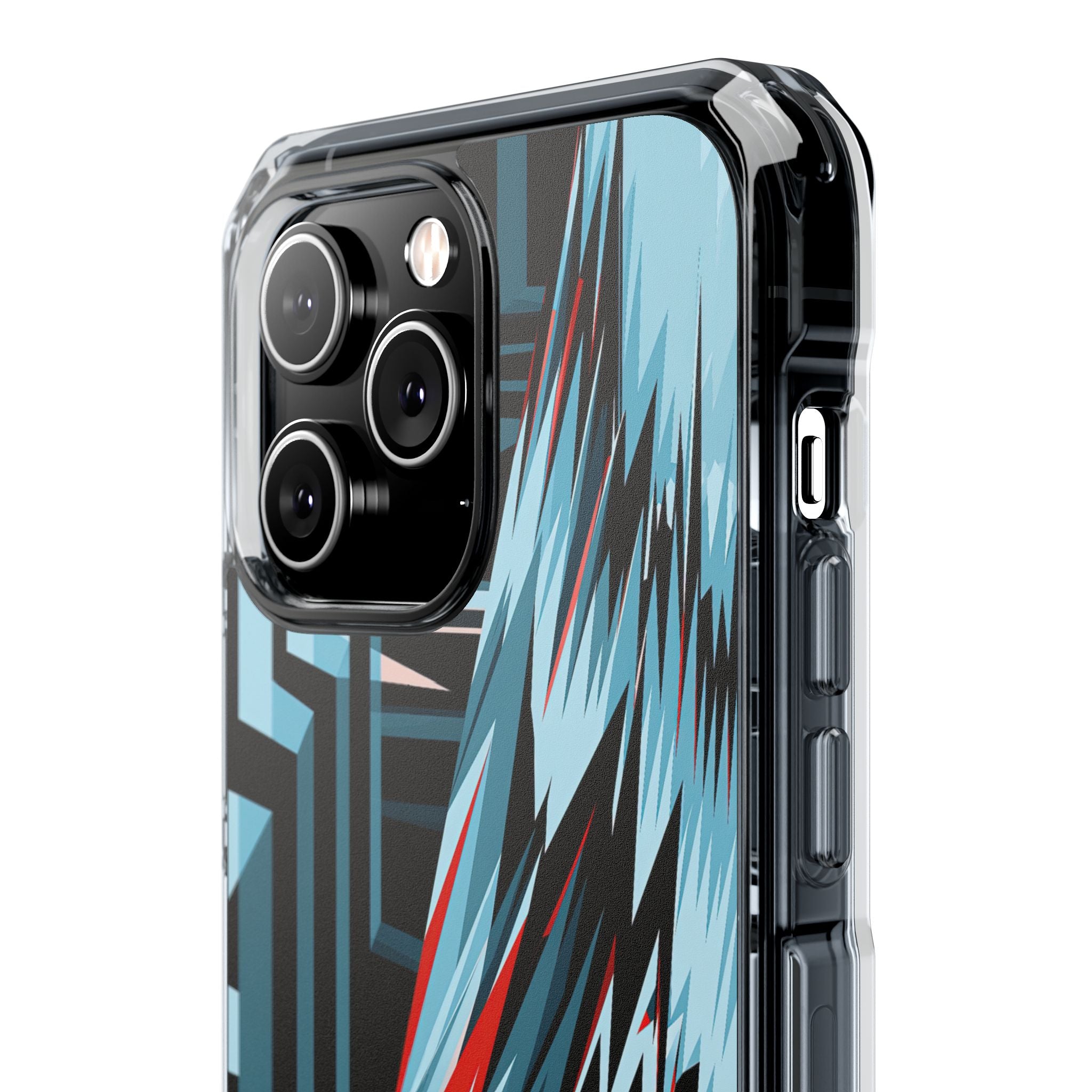Blue Impact MagSafe Phone Case for iPhone - Glitch Peak Cyan