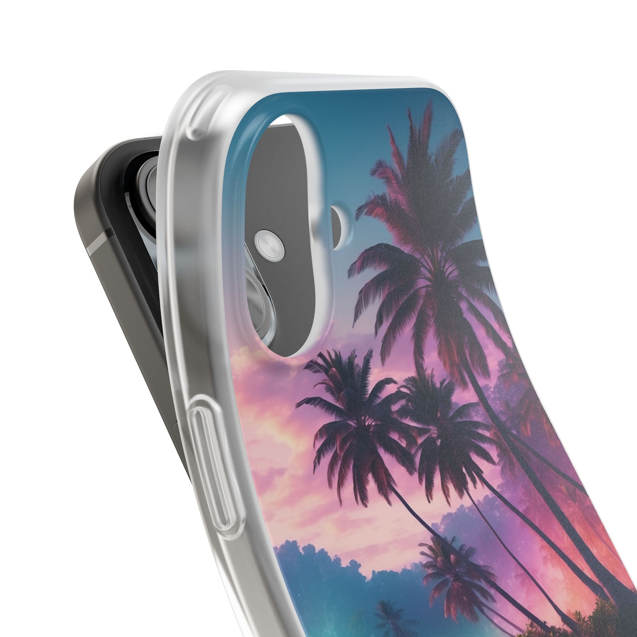 Neon Shore Palms · Soft Phone Case for iPhone