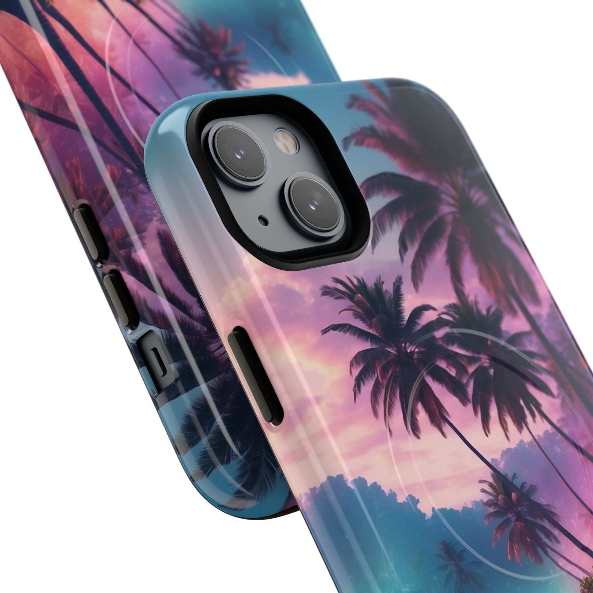 Neon Shore Palms · Tough+ Handyhülle für iPhone · Magsafe