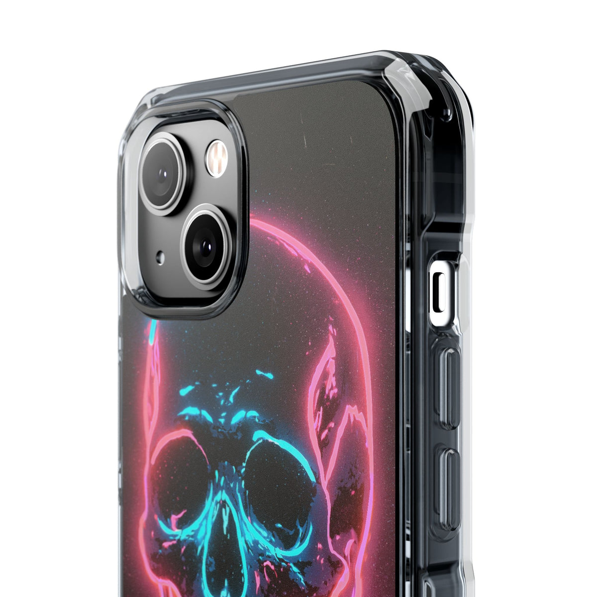 Neon Drip Skull · Clear Impact Magnetic Phone Case for iPhone · Black