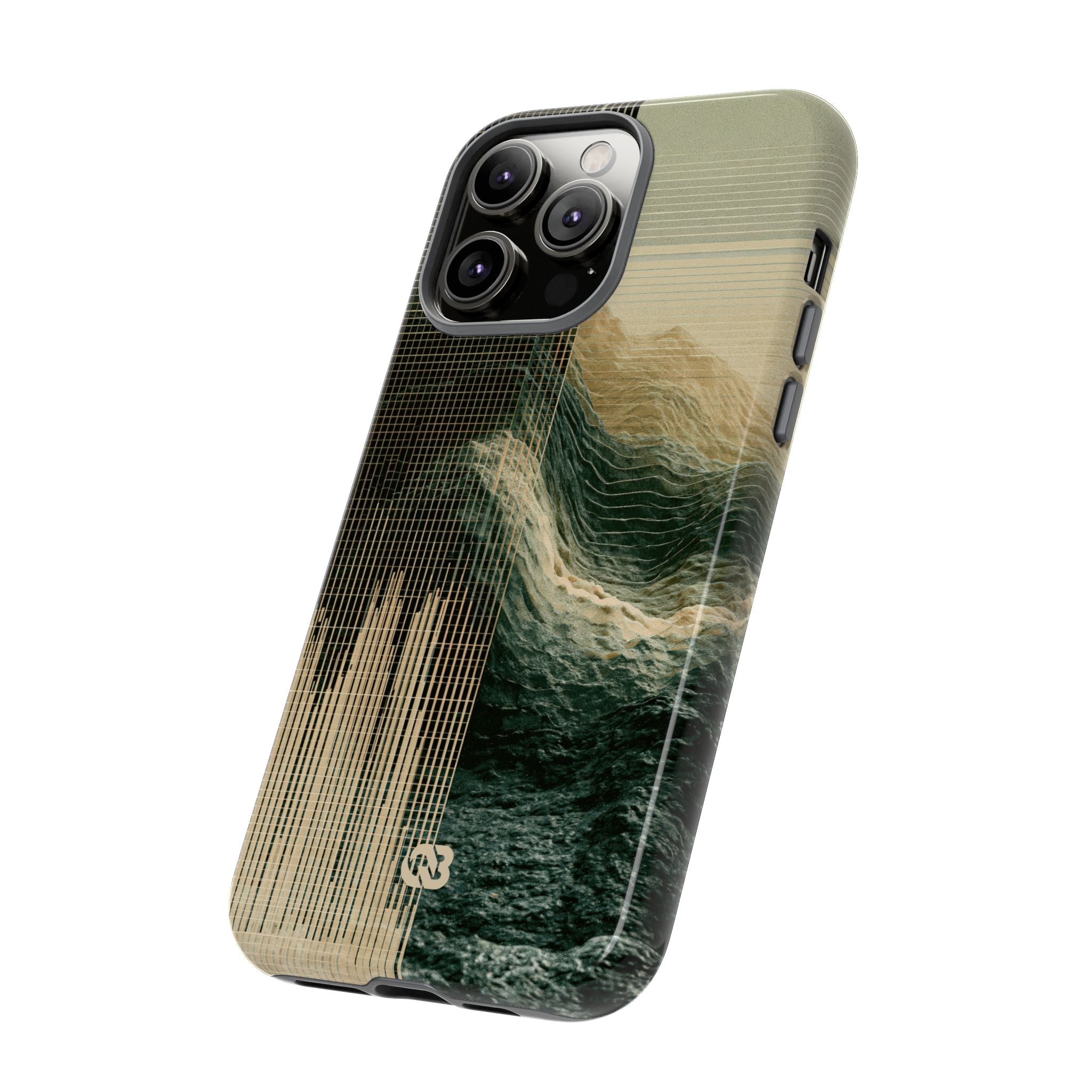 Beige Tough Phone Case for iPhone - Veridian Data Ridge