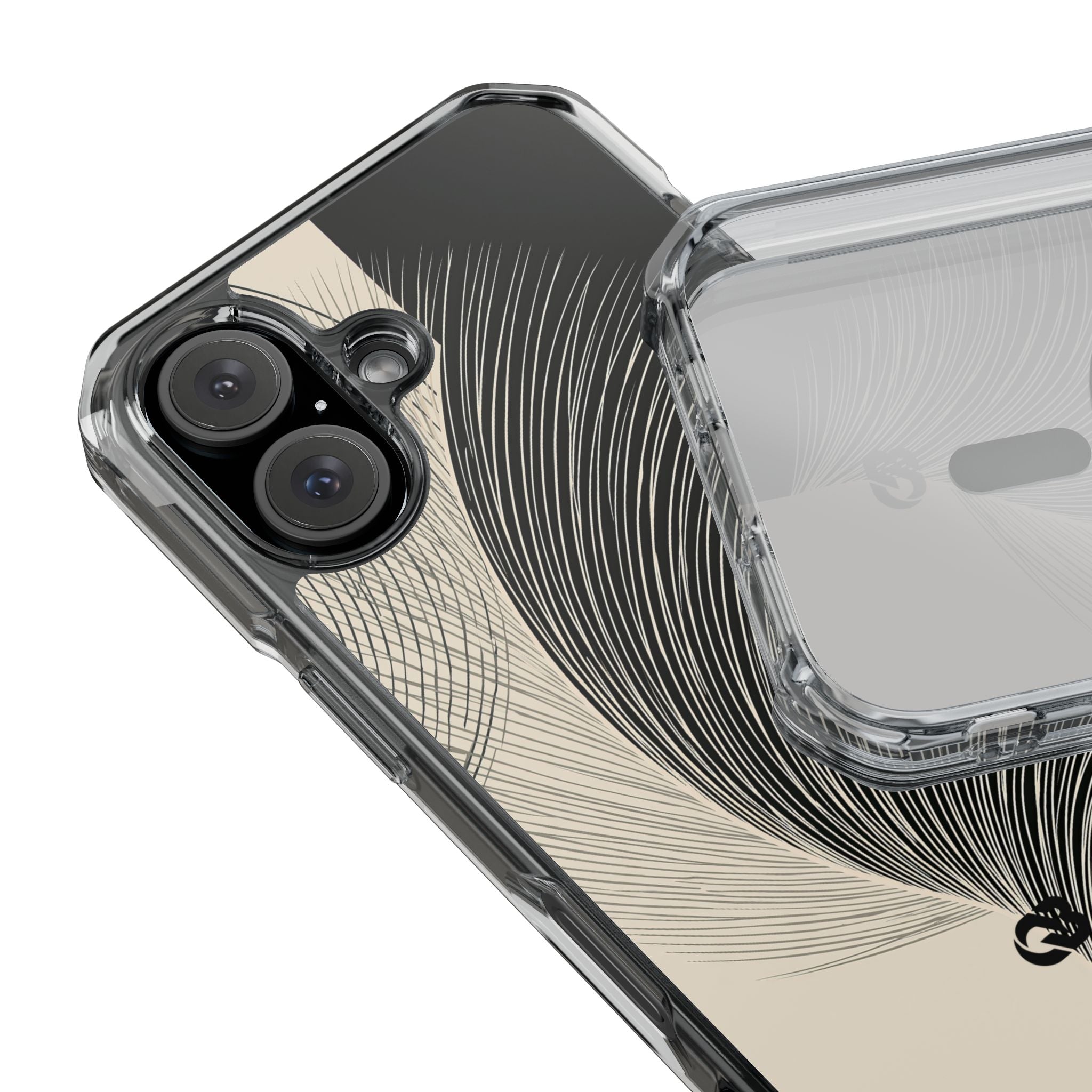 Beige Impact MagSafe Phone Case for iPhone - Obsidian Cream Plume