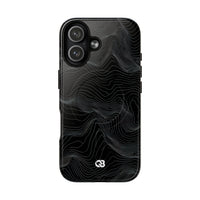 Black Tough 2.0 Magsafe Phone Case for iPhone - Obsidian Topo Wireframe