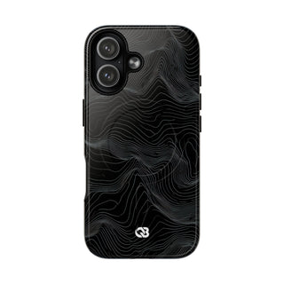 Black Tough 2.0 Magsafe Phone Case for iPhone - Obsidian Topo Wireframe
