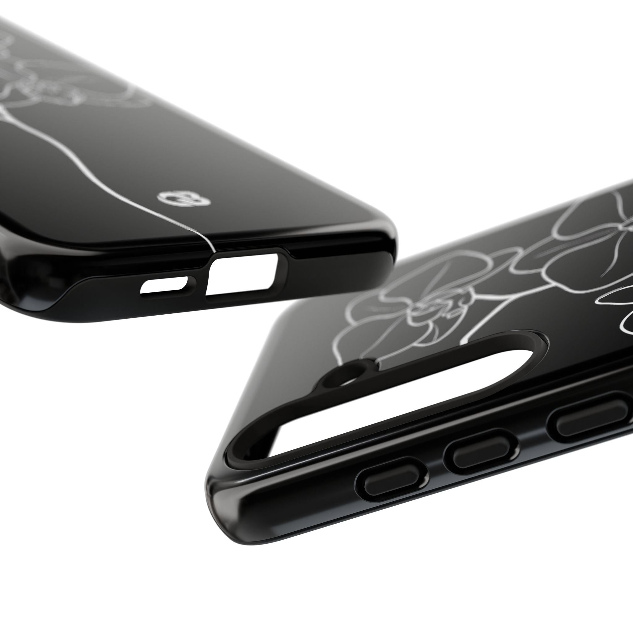 Black Tough Phone Case for Samsung - Noir Alabaster Orchid