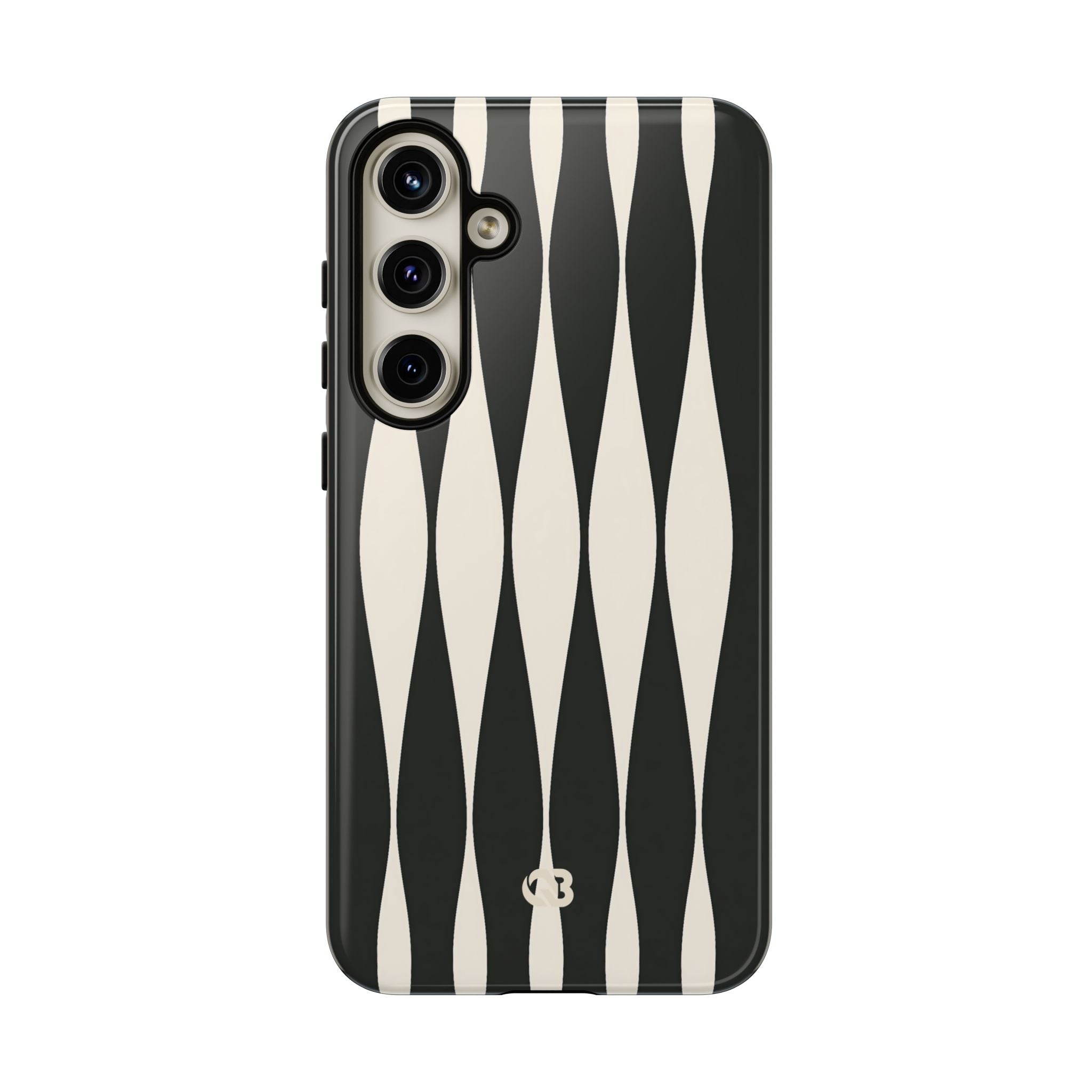 Black Tough Phone Case for Samsung - Ivory Spindle Grid