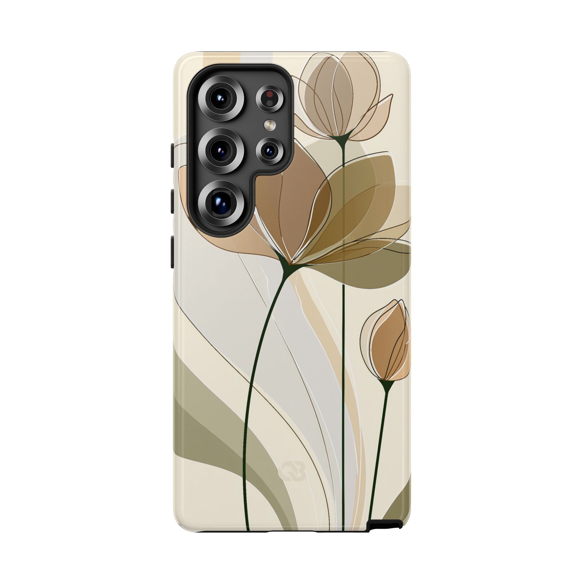 Beige Tough Phone Case for Samsung - Muted Ochre Petals