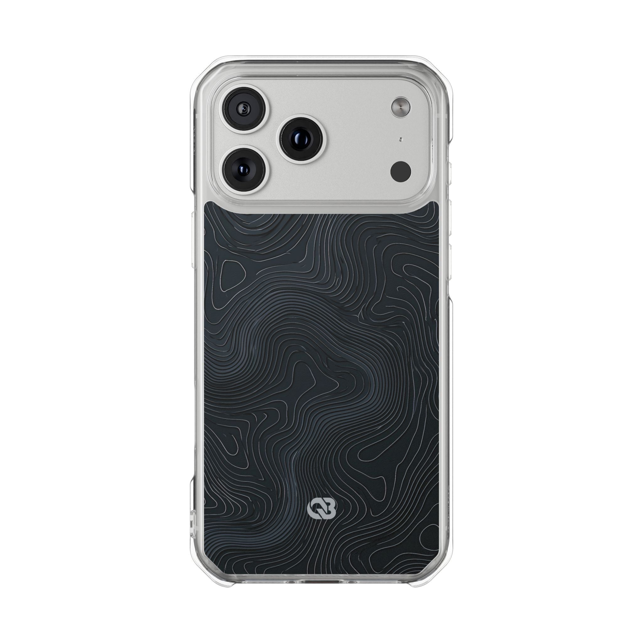 Black Impact MagSafe Phone Case for iPhone - Obsidian Ridge Topo