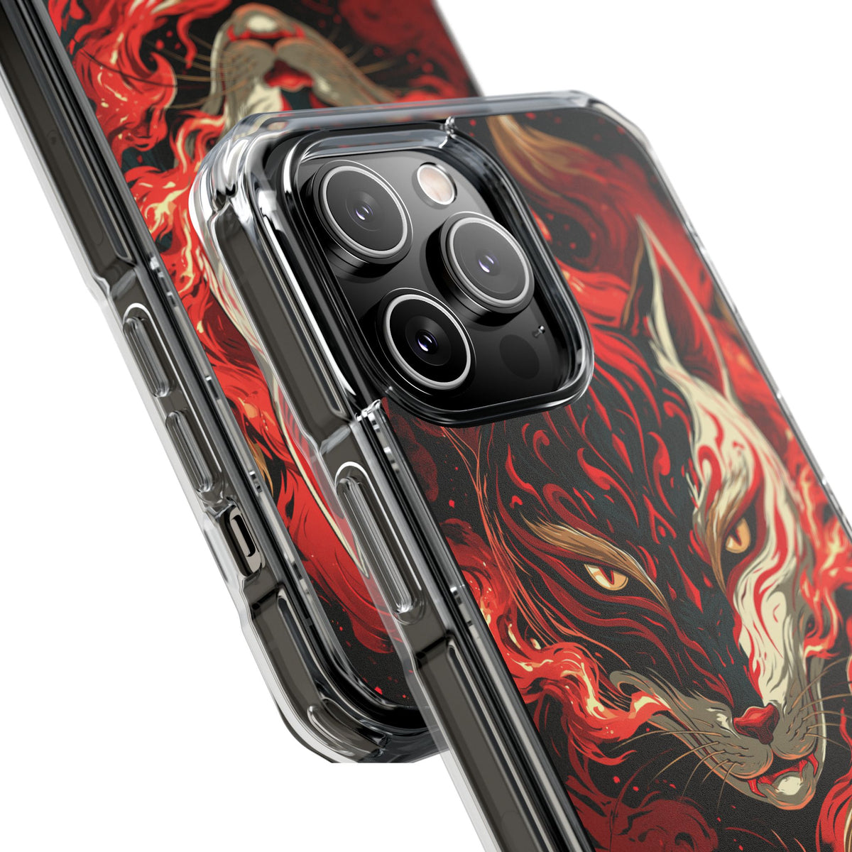 Crimson Kitsune Spirit · Clear Impact Magnetic Phone Case for iPhone · Red