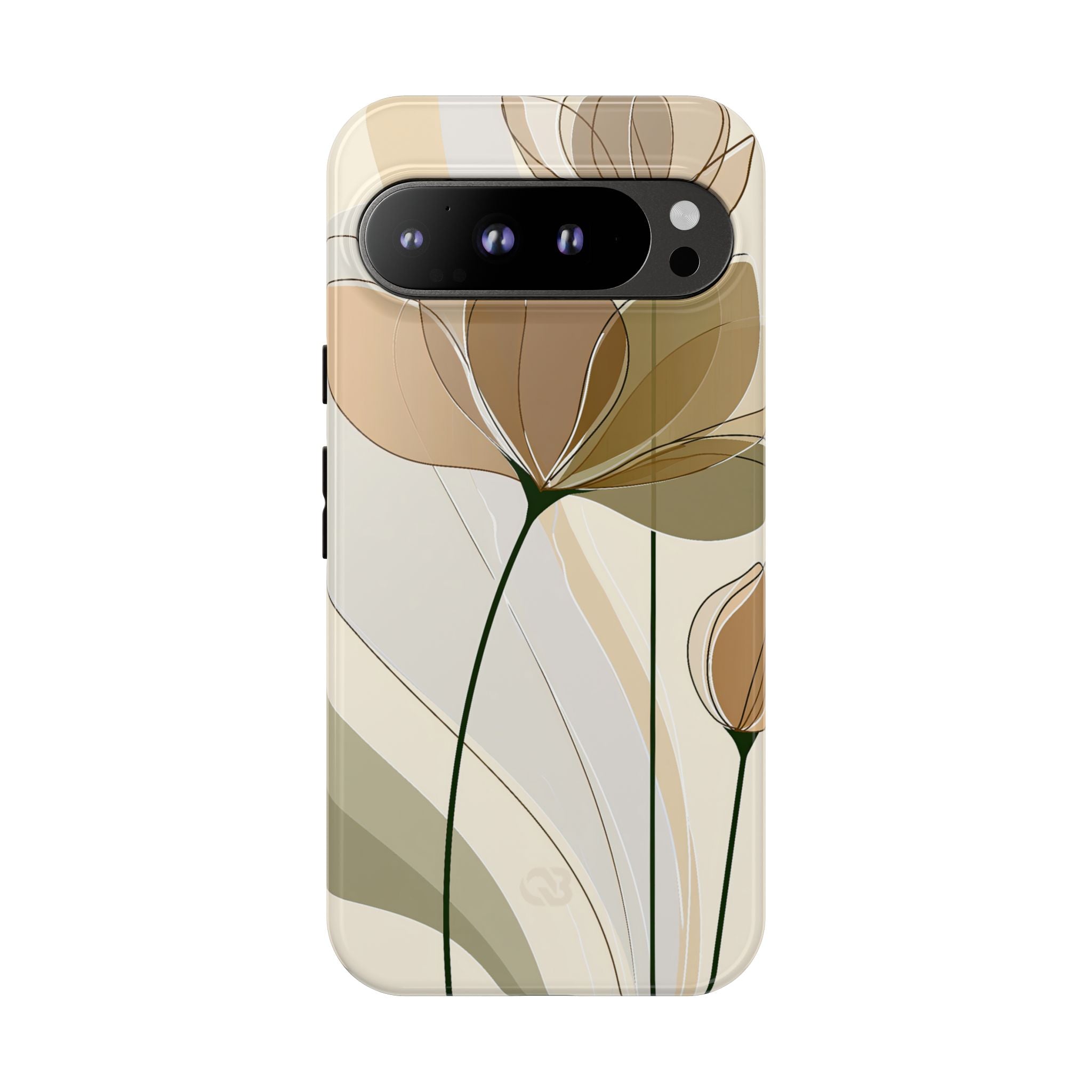 Beige Tough Phone Case for Google Pixel - Muted Ochre Petals