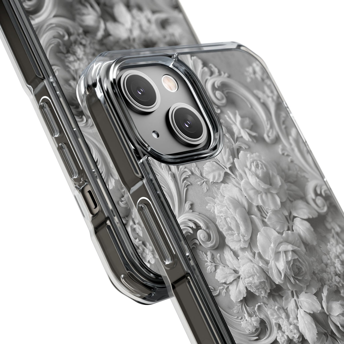 Rococo Marble Rose · Clear Impact Magnetic Phone Case for iPhone · White