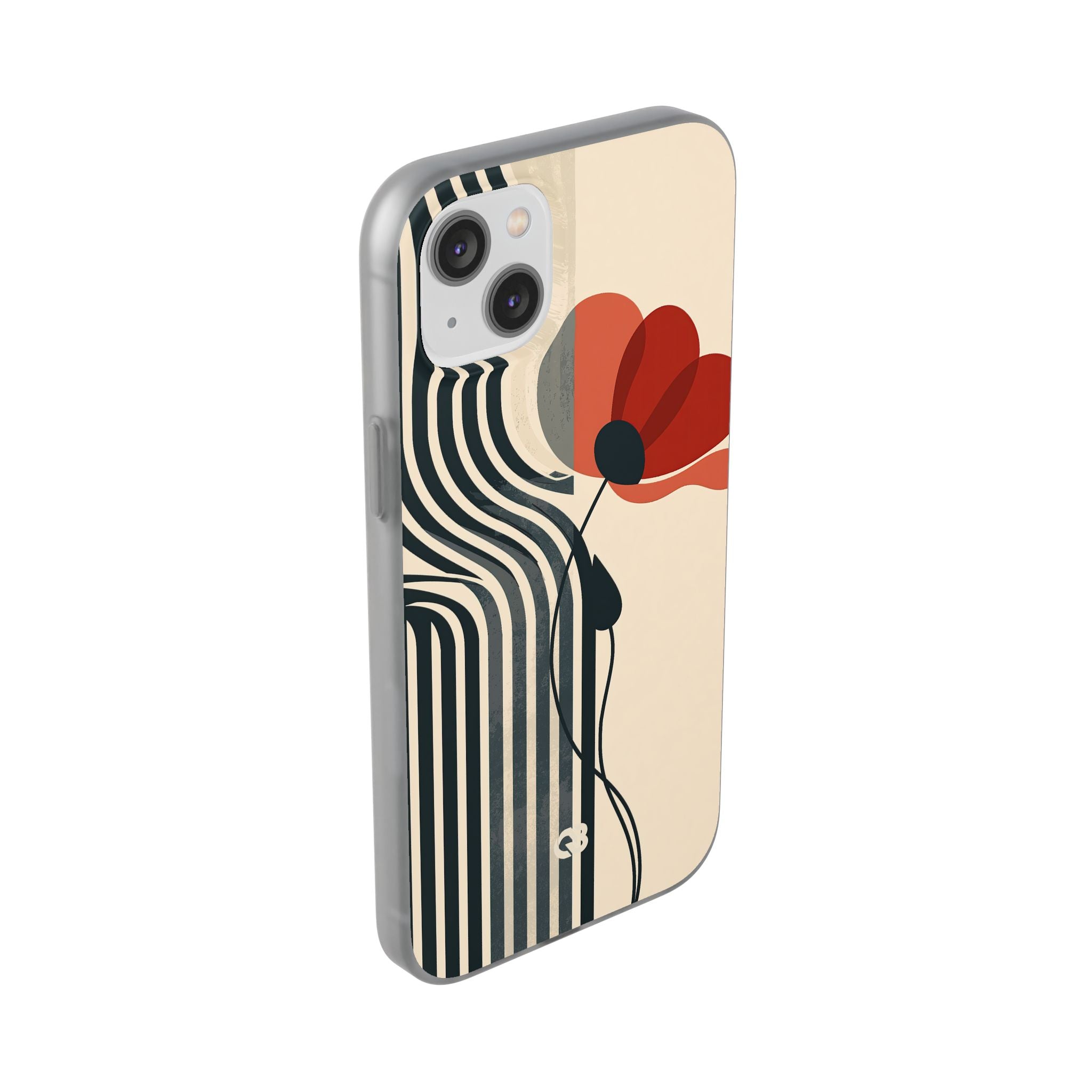 Beige Lite Phone Case for iPhone - Crimson Line Bloom