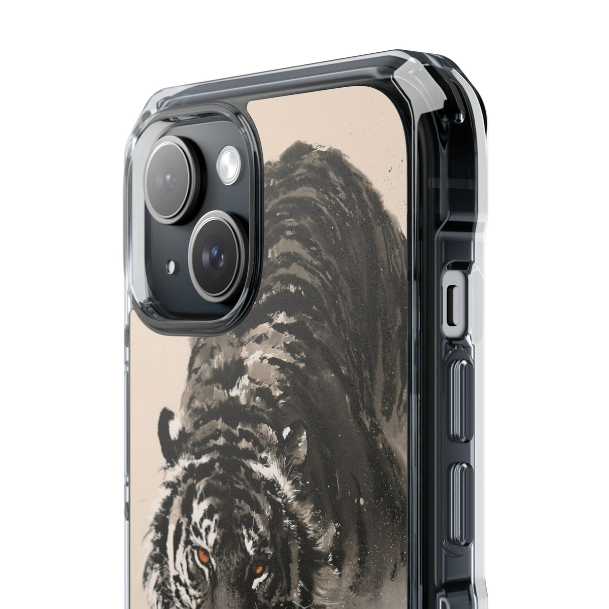 Ink Wash Tiger · Clear Impact Magnetic Phone Case for iPhone · Beige