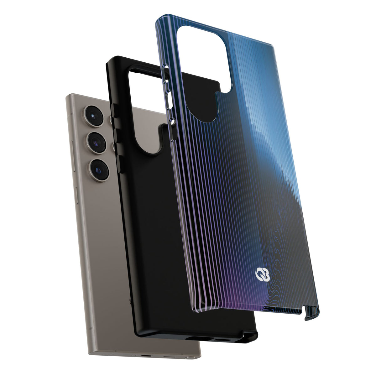Blue Tough Phone Case for Samsung - Indigo Distortion Wave