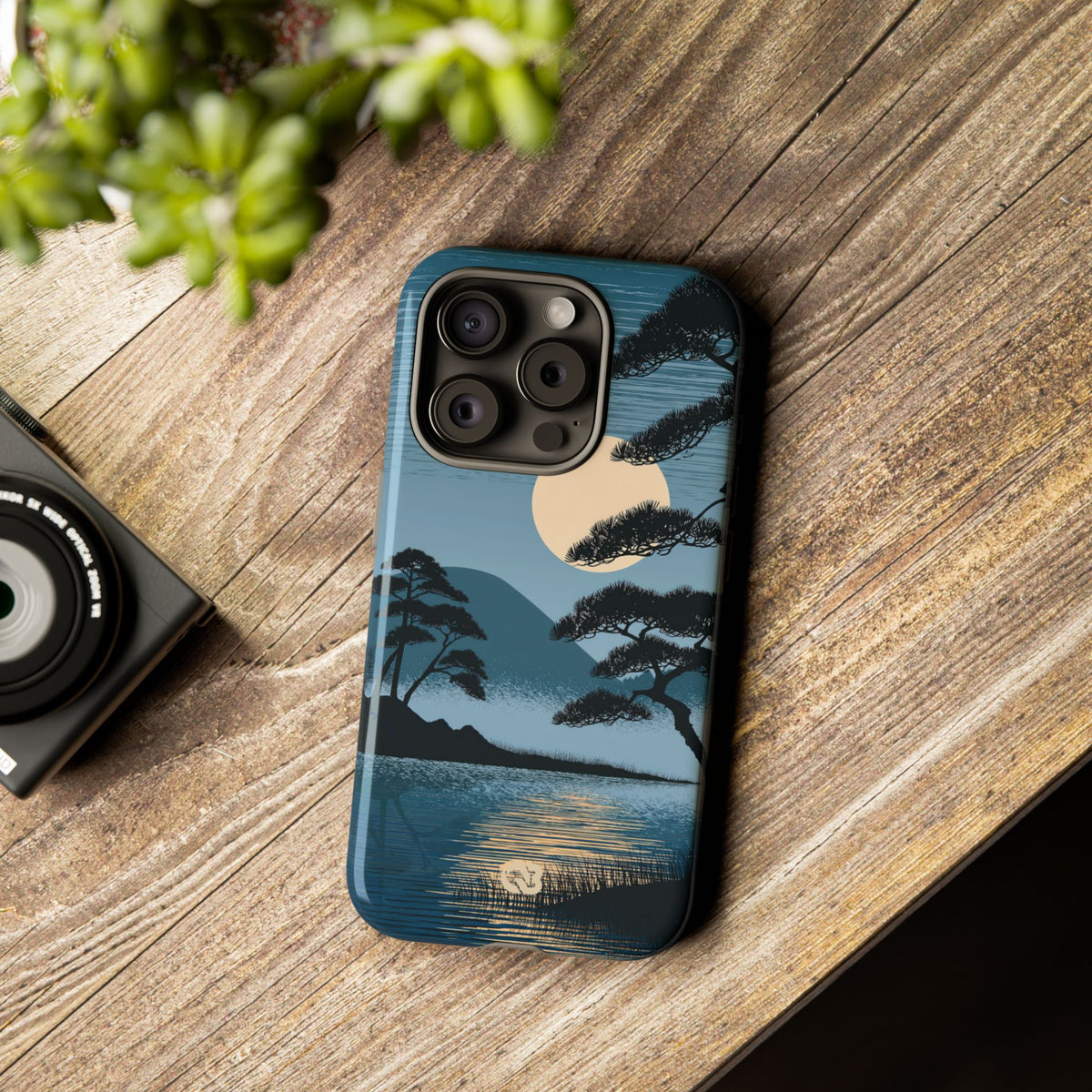Blue Tough Phone Case for iPhone - Midnight Kyoto Pine