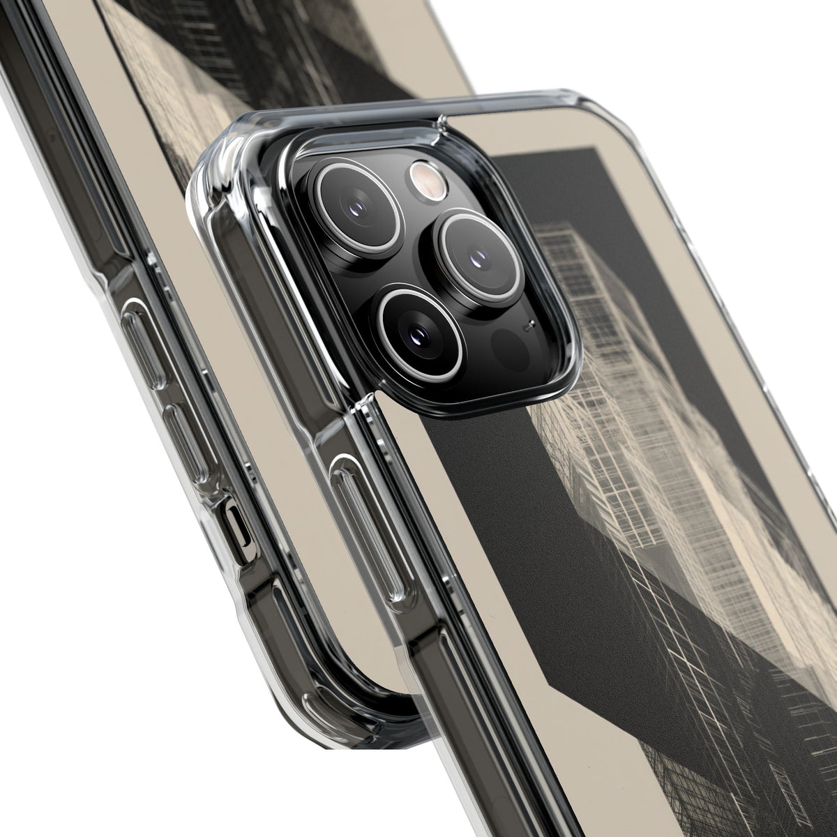 Beige Impact MagSafe Phone Case for iPhone - Monolith Urban Grid
