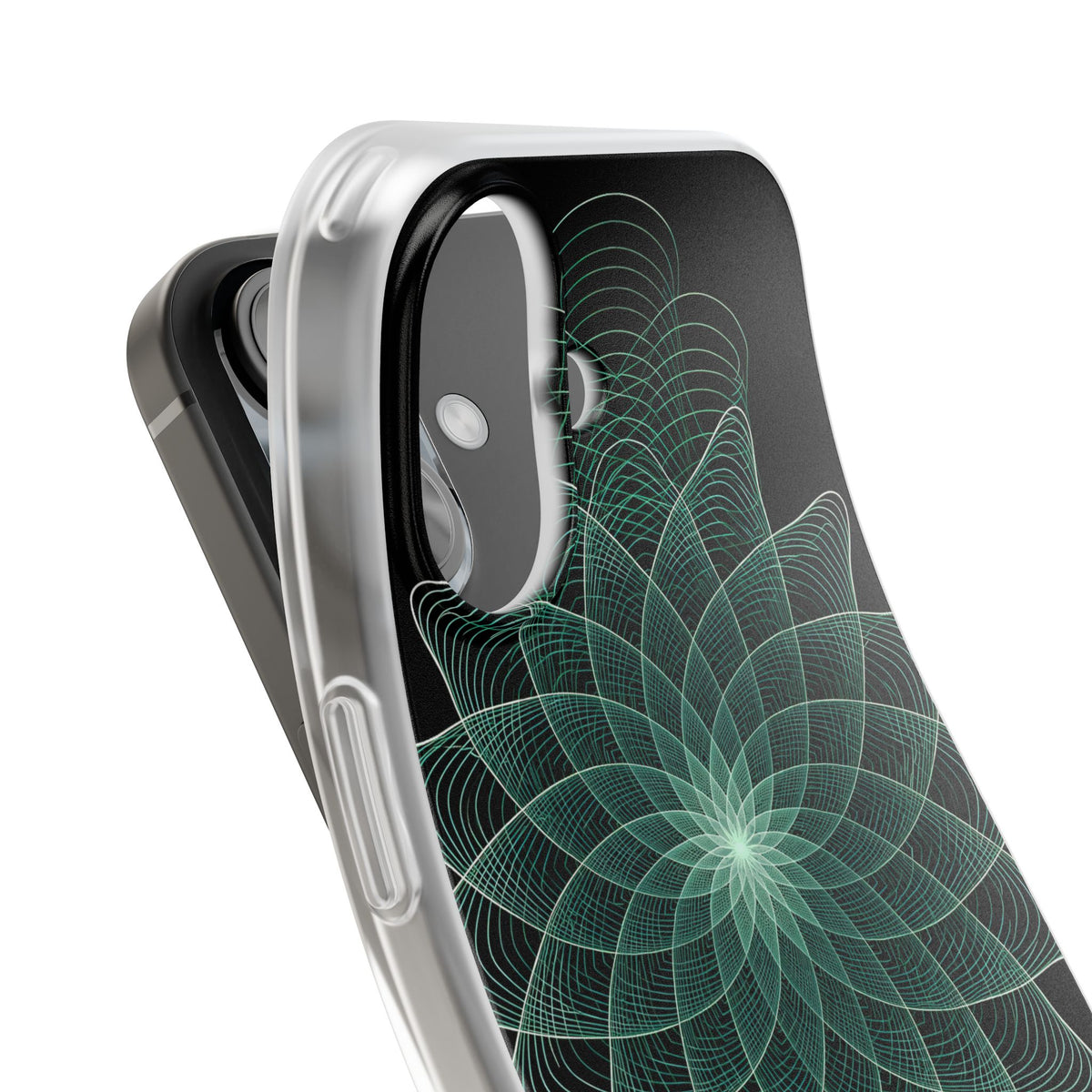 Green Lite Phone Case for iPhone - Cyan Signal Bloom
