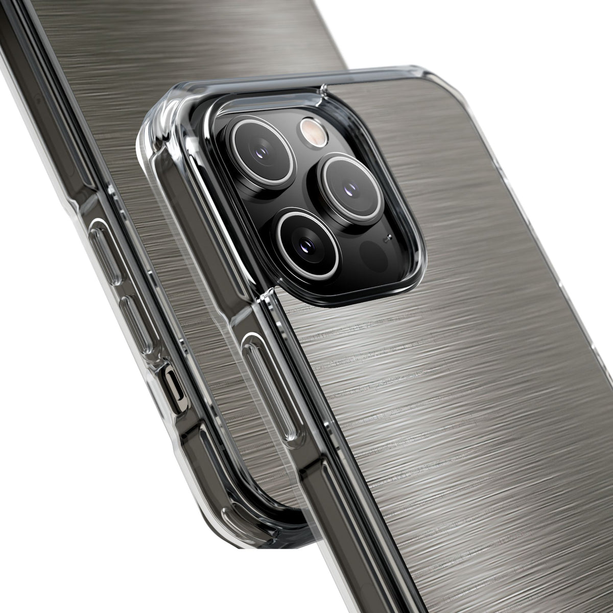 Grey Impact MagSafe Phone Case for iPhone - Brushed Industrial Steel