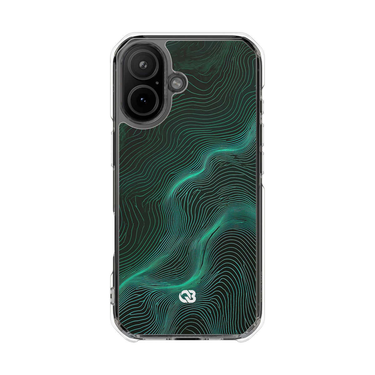 Teal Impact MagSafe Phone Case for iPhone - Neon Jade Contour