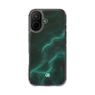 Teal Impact MagSafe Phone Case for iPhone - Neon Jade Contour